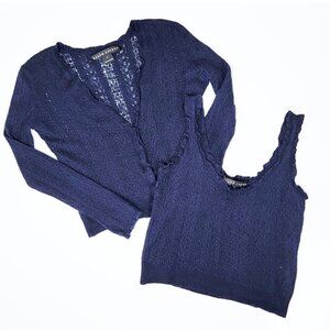 Ralph Lauren Black Label Cashmere Cardigan Tank Twin Set - S